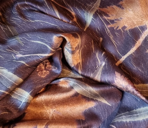 Ecoprinted silk scarf